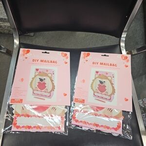 NIP Lot 2 Valentine's Day Bag Box DIY Mailbag Hedgehog Includes Games